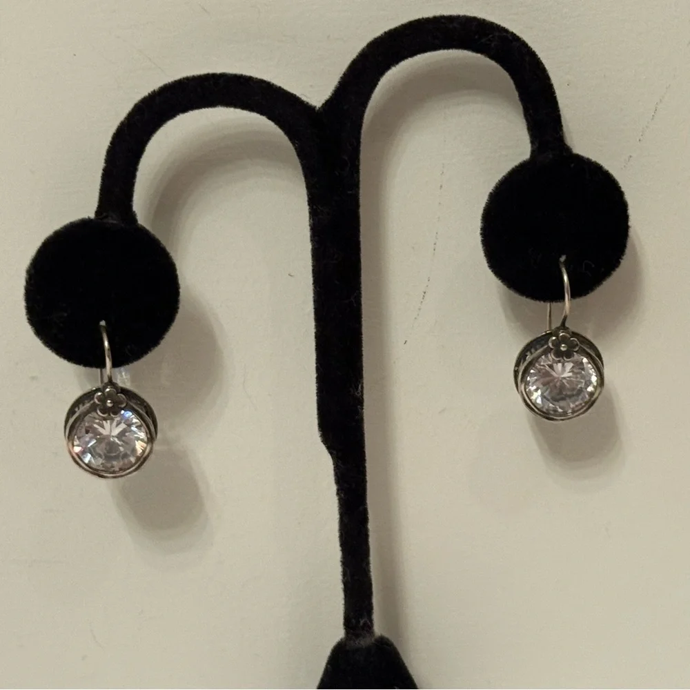 DIDAE ISRAEL EARRINGS STERLING SILVER 925 CZ CUBIC ZIRCONIA ROUND FRENCH HOOK
